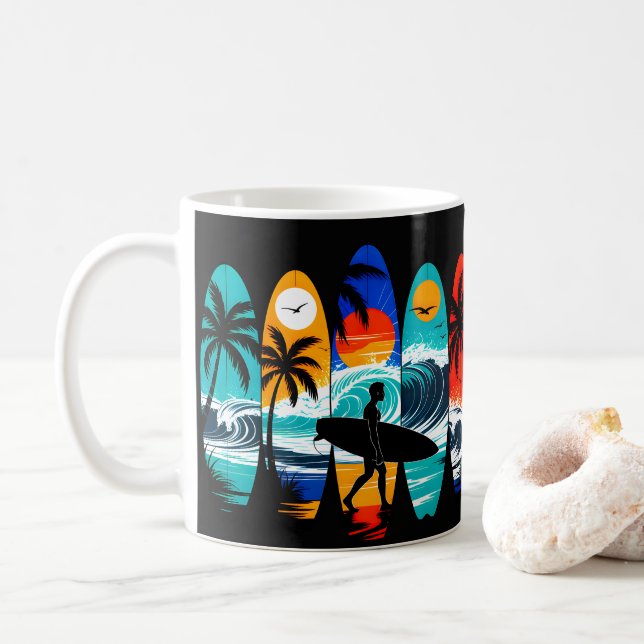 Surfboards Coffee Mug (With Donut)