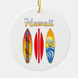 Surfboards Hawaii Islands Ceramic Ornament