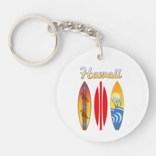 Surfboards Hawaii Islands Key Ring