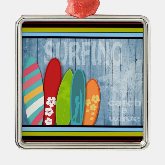 Surfboards Metal Ornament (Front)