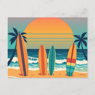 Surfboards on a Tropical Beach Postcard