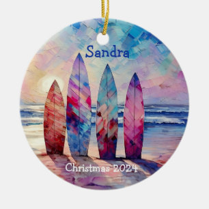 Surfboards Personalized Christmas Ornaments