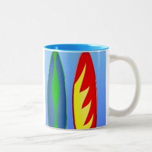 Surfboards retro surf Two-Tone coffee mug