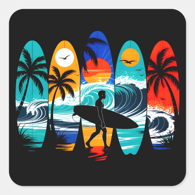 Surfboards Square Sticker (Front)
