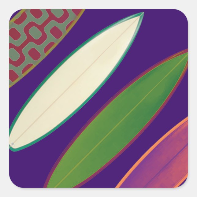 surfboards  ~ surfing style square sticker (Front)