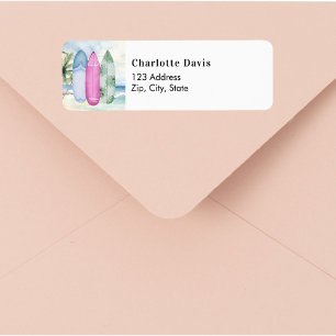 Surfboards tropical beach return address  label