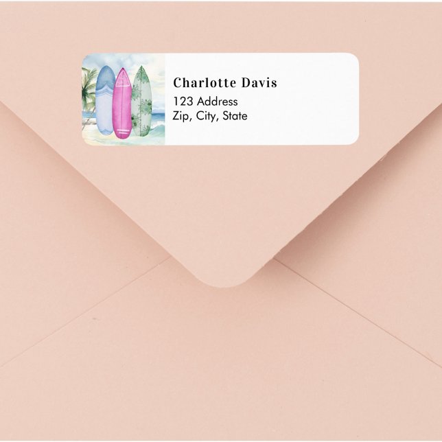 Surfboards tropical beach return address  label (Creator Uploaded)