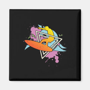 Surfer 80s 90s Vaporwave Surfboard Magnet
