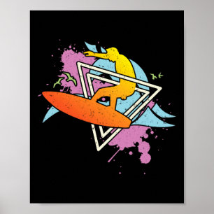 Surfer 80s 90s Vaporwave Surfboard  Poster