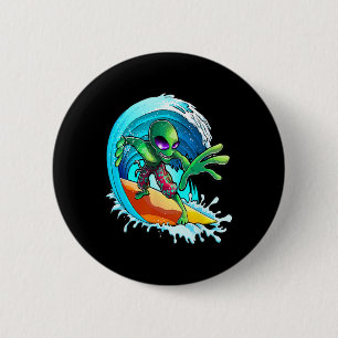Surfer Alien Funny Summer Surfing Women's And Men' 6 Cm Round Badge