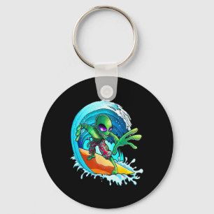 Surfer Alien Funny Summer Surfing Women's And Men' Key Ring