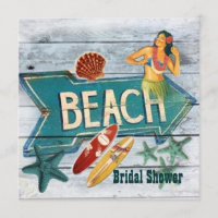 Surfer Aloha Hula Girl hawaii beach bridal shower