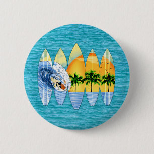 Surfer And Surfboards 6 Cm Round Badge