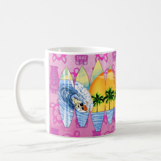 Surfer And Surfboards Coffee Mug (Left)