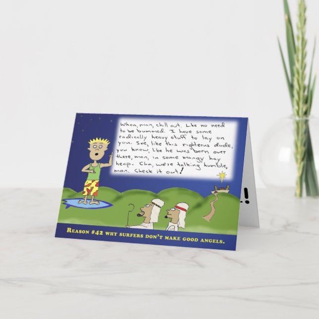 Surfer Angel Holiday Card (Front)