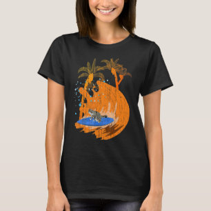Surfer Animal Cat Surfboard Ocean Sport Waves Surf T-Shirt
