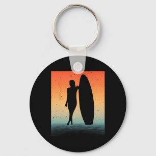 Surfer Art For Women Girls Surf Board Water Surfin Key Ring