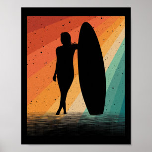 Surfer Art For Women Girls Surf Board Water Surfin Poster