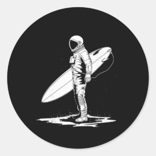 Surfer Astronaut Space Surfing Funny Surf Classic Round Sticker