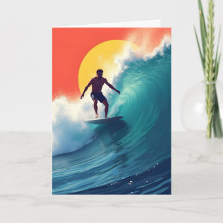 Surfer at Sunset Birthday Card