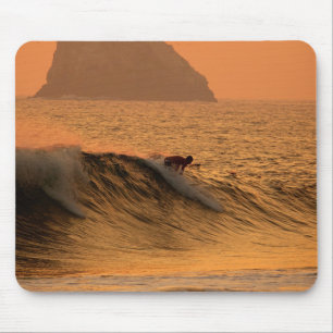 Surfer at sunset in Mexico Mouse Pad