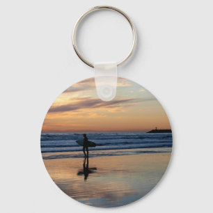 Surfer at Sunset Key Ring