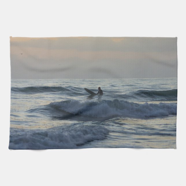 Surfer Awaits Tea Towel (Horizontal)
