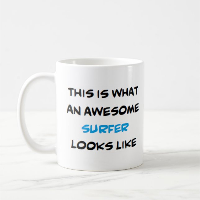 surfer, awesome coffee mug (Left)