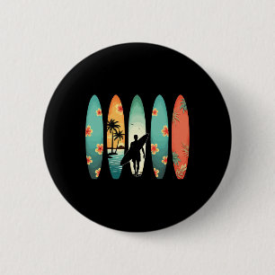 Surfer Beach Surfing Hawaiian Surfboarder Funny Su 6 Cm Round Badge