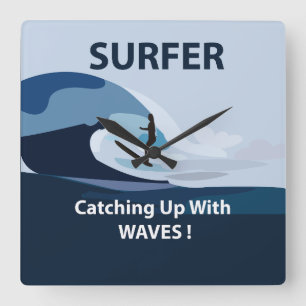 Surfer Beach Surfing  Square Wall Clock