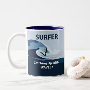 Surfer Beach Surfing Two-Tone Coffee Mug