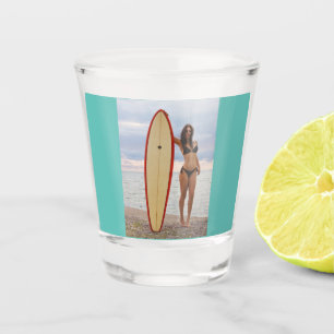 SURFER BIKINI GIRL SHOT GLASS GLASSES