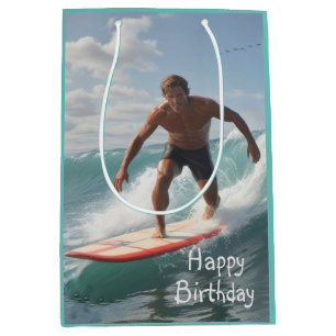 Surfer Birthday Medium Gift Bag