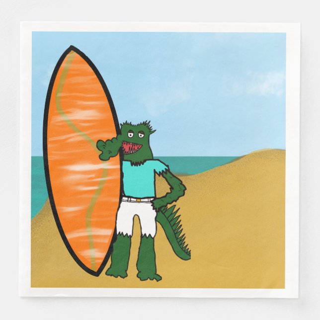 Surfer Birthday Napkin (Front)