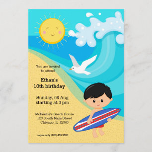 Surfer boy invitation
