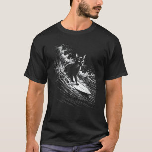 Surfer Ca - Funny Cat Surfing a Wave T-Shirt