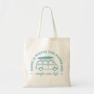 Surfer camper van life surf lover quotes tote bag