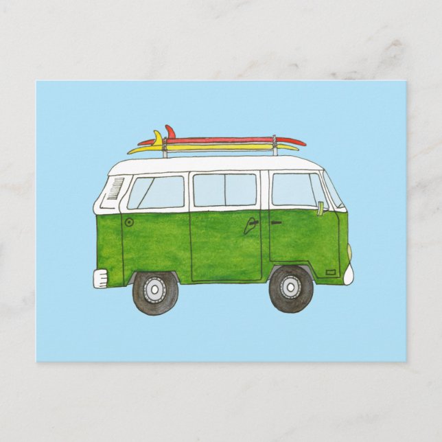 Surfer Campervan Postcard (Front)