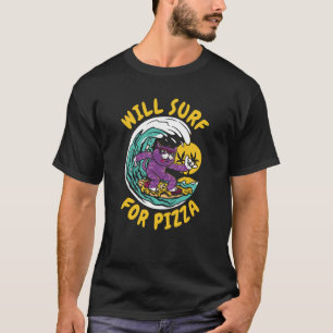 Surfer Cat Waves Surfrider Surfboard Pizza Surfin T-Shirt