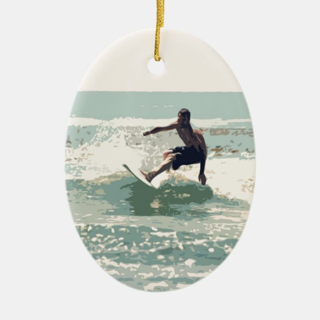 Surfer Ceramic Tree Decoration (Front)