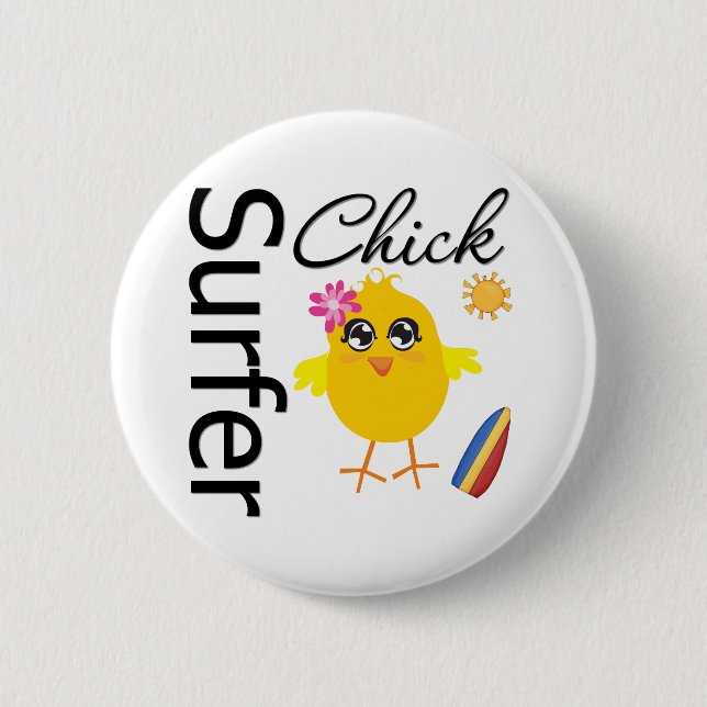 Surfer Chick 6 Cm Round Badge (Front)