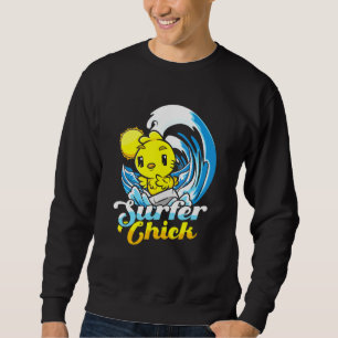Surfer Chick Chicken Hen Wave Surfer Beach Surfing Sweatshirt