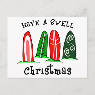Surfer Christmas Holiday Postcard
