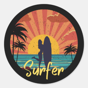 Surfer Classic Round Sticker