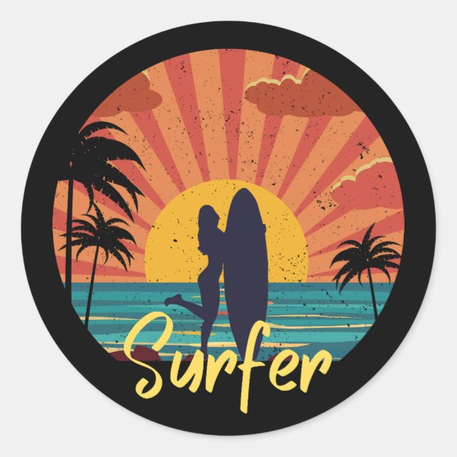 Surfer Classic Round Sticker (Front)