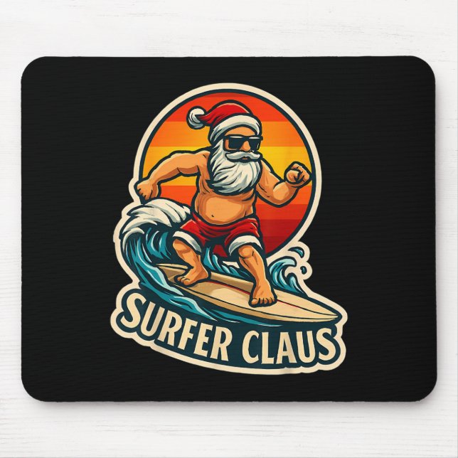 Surfer Claus Funny Santa Surf Instructor Surfing C Mouse Pad (Front)