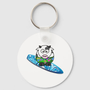 Surfer Cow Key Ring