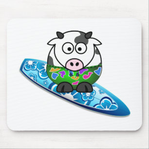 Surfer Cow Mouse Pad