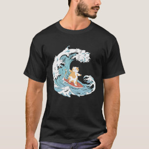 Surfer Cute Surfboard  Waves Surfrider Cat Surfing T-Shirt