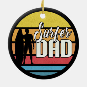 Surfer Dad Father's Day Tropical Art   Ornament